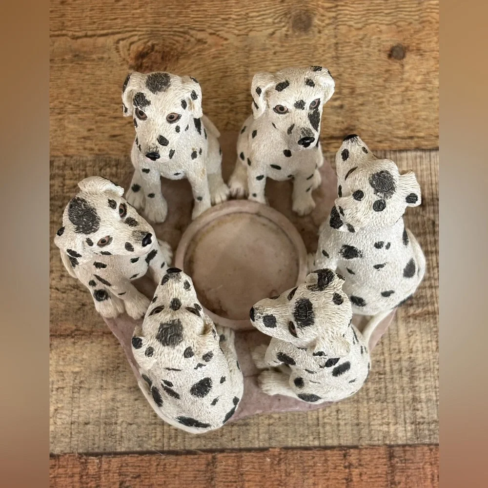 Dalmations Circle Votive Candle Holder Figurine Fire Co. Dogs 2001